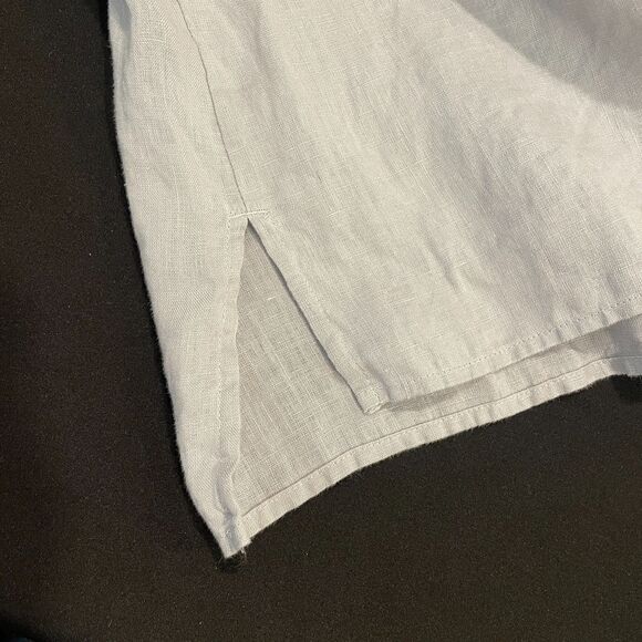 ~ J.Jill XLp Love Linen Essential Shirt Blouse Top Long Sleeve Button Gray PXL - Picture 4 of 10